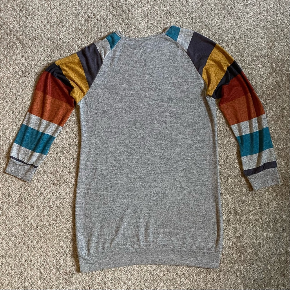 Long Grey Sweater w/ colorful sleeves